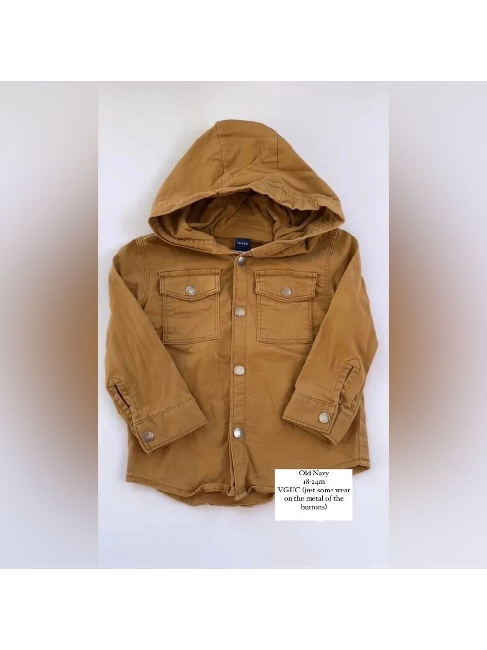 Old Navy‎ 24m Jacket Hooded Snap Up Fall Brown Long Sleeve Light Coat